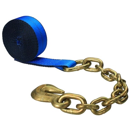 Us Cargo Control 2" x 30' Blue Winch Strap with Chain Extension 230CE-B